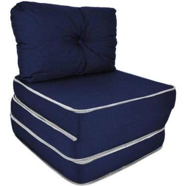 Imagem de Puff Multiuso 3 Em 1 Solteiro Azul Confort Com Travesseiro - Puffpf