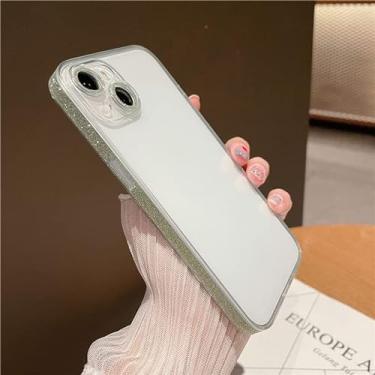 Imagem de For iPhone 13 12 Pro Max Bling Diamond Metal Camera Protector Flash Point Edge Tempered Glass Case Bumper Cover Shell (For iPhone 13 Pro max,Green)