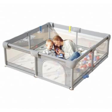 Imagem de 150×180×68cm Cercadinho para Bebe Para Bebês e Crianças Pequenas Chiqueirinho Bebe Para Internos & Externos Cercadinho de Segurança Resistente Para Bebês com Malha Macia e Respirável
