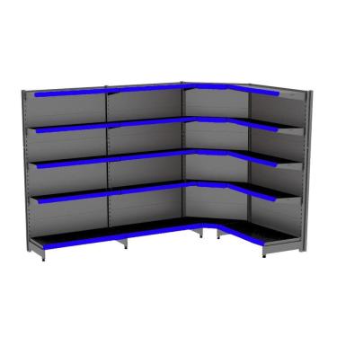 Imagem de Gondola Parede 170 Fit Ate 3 Metros 1 Canto Preto 20b Pe Azu