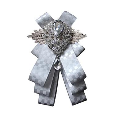 Imagem de Chamvino Mestre de cerimônias noivo padrinhos vestido de banquete terno gravata borboleta broche cavalheiro grande arco de diamante (opção multicolorida), Zinco, Pirita de ferro