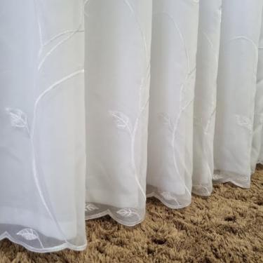 Imagem de Cortina Alto Padrão Voil Voal Bordado Com Forro Sala Porta 4,00x2,50 (B. Branco)