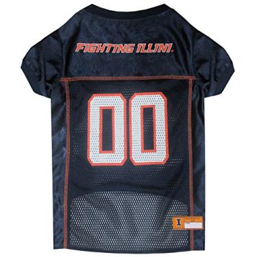 Imagem de Pets First NCAA College Illinois Fighting Illini Malha Jersey para Cães e Gatos, Extra Grande. Camisa de cachorro grande licenciada com seu time de futebol/basquete faculdade