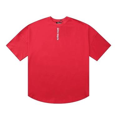 Imagem de Camiseta Pa de manga curta estampada hip hop simples moda casal gola, Vermelho 1, XG