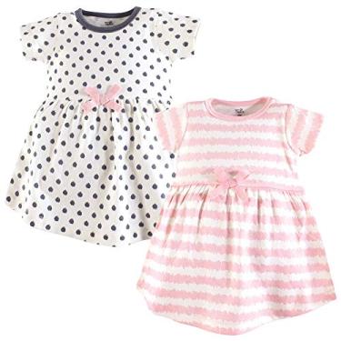 Imagem de Touched by Nature Vestidos femininos de manga comprida de algodão orgânico tamanho único, Bebê infantil rosa cinza rabisco manga curta, 12-18 Meses