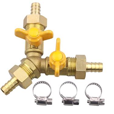 Imagem de DERPIPE Válvula de esfera de desligamento de 3 vias, mangueira de 9,5 mm com encaixe de latão em forma de Y, conexão de rosca 2 válvula de interruptor