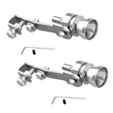Imagem de QODOLSI Simulador de apito de som turbo Pack-2, apito de tubo de cauda para máquina de rugido de carro de 4,0 pol x 0,9 pol, apito de som turbo de alumínio, silenciador de escape impulsionador de som,