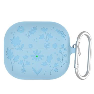 Imagem de NJBHFCN Pacote com 2 capas protetoras para fones de ouvido Samsung Galaxy Buds 3pro/Buds 3 com gancho antiperda de silicone integrado, macio, azul