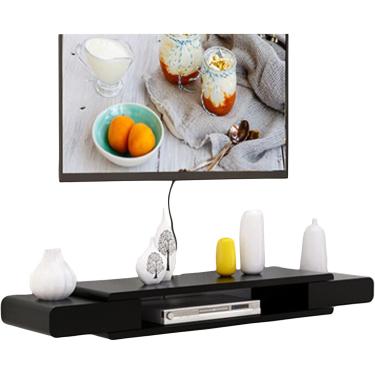 Imagem de Armário flutuante de suporte de TV, console de TV montado na parede, unidade moderna de console de TV para sala de estar, quarto com prateleira de armazenamento aberta, D, 130 cm