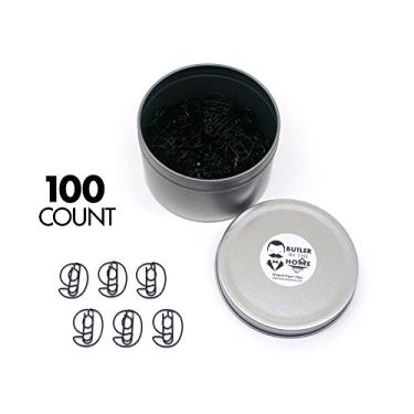 Imagem de Butler in the Home A-Z letra do alfabeto ou número 0-9 - 100 clipes de papel colorido preto para iniciais ou data de nascimento, Preto, Number 9