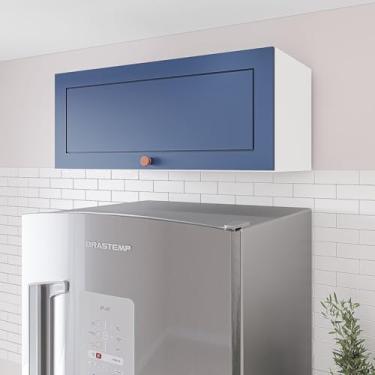 Imagem de Armário Aéreo 1 Porta Basculante Pérola Yescasa Branco/Azul