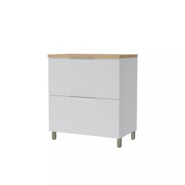 Imagem de Balcão Com Tampo 100 MDF 1 Porta 1 Gaveta 80cm Marquesa Nesher - Branco/Nature