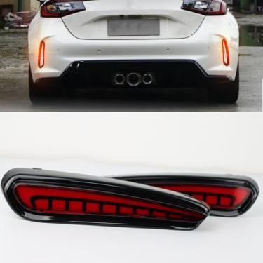 Imagem de PGTOPONE Refletores de para-choque traseiro de LED vermelho lâmpadas de luz traseira de freio de neblina compatíveis com kits DRL de seta Honda Civic TYPE R 2024 2025 (ESTILO VERMELHO)