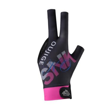Imagem de Vaveren Luva de bilhar de 3 dedos Luva de sinuca profissional para adultos Luva antiderrapante Luva esportiva portátil para taco de sinuca com três dedos, Preto Rosa
