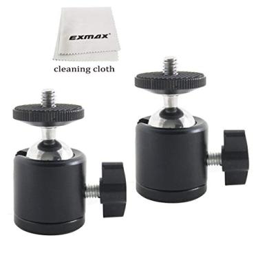 Imagem de EXMAX Cabeça esférica de mini tripé giratório de 360 graus com base de rosca de parafuso de 1/10.2 cm para câmera DSLR filmadora LED tripé monopé suporte HTC Vive Gopro - pacote com 2 unidades pretas