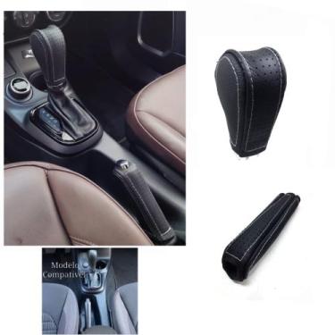 Imagem de Capa couro Manopla de Câmbio Automático e Luva alavanca do Freio Fiat 