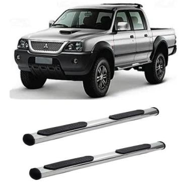 Imagem de Estribo l200 gl gls 1998 a 2008 cab dupla cromado oblongo - SOLAR