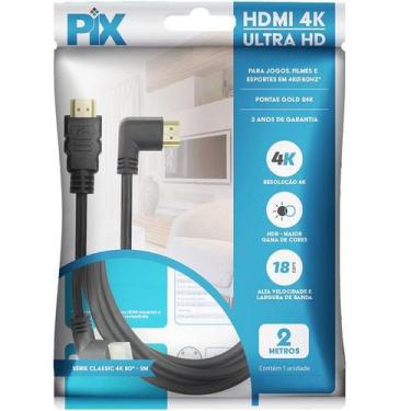 Imagem de Cabo HDMI 90 Graus 5 Metros 2.0 3D 4K 19 Pinos PIX 018-3325