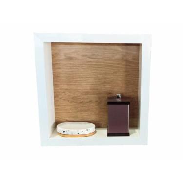 Imagem de Nicho Porcelanato Box 30x30 borda de alumínio Fundo Madeira - Belo Nic