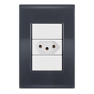 Imagem de Conjunto 1 Tomada 20A - Tramontina Liz Grafite / Branco