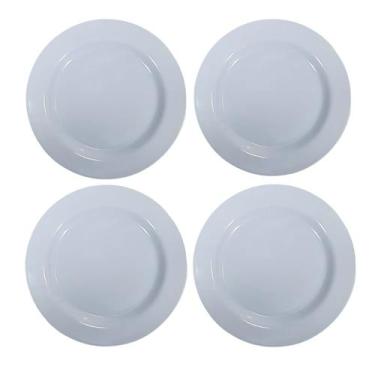 Imagem de 4 Unidades De Prato Melamina Branco P/ Restaurante Barzinho - Hauskraf