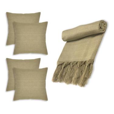 Imagem de Manta Xalé Protetora Para Sofá e Cama Lisa com 4 Capas Para Almofada -