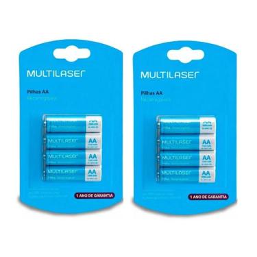 Imagem de Pilhas Recarregáveis AA 8 Unidades Multilaser 2500 Mah