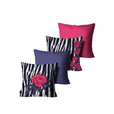 Imagem de Kit com 4 Almofadas Mdecore Animal Print Onça Colorido 45x45