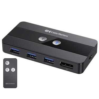 Imagem de Cable Matters Interruptor USB 3.0 KVM DisplayPort 1.4 para 2 computadores com 8K @ 60Hz / 4K @ 120Hz Display Port Video & 3X 5Gbps Portas USB, FreeSync, G-SYNC e HDR
