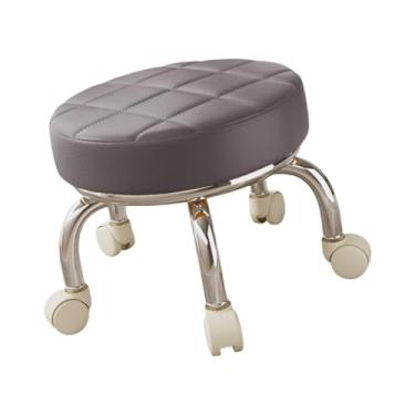 Imagem de Ioensy 360° Rotating Roller Stool Polia Rodas Banco Crianças Móvel Mini Banco Leve Pedicure Banco de Trabalho Doméstico para Cozinha, Cinza