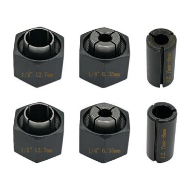 Imagem de Pinça e porca de substituição de 1/5.1 cm 12,7 mm e 1/10.2 cm 6,35 mm para roteador Dewalt DW6214 DW6212 (6 pacotes)