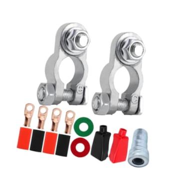 Imagem de Generic Kit de conector de terminal de bateria genérico Acessórios de liga de zinco Terminais de cabo de bateria negativo positivo para barco RV Carro, 2x0.38 in with Brush