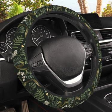 Imagem de Capa de volante de flores tropicais, frutas e folhas, elástico antiderrapante, decoração de interior automotivo para mulheres e meninas, universal de 38 cm, adequado para sedãs, caminhões