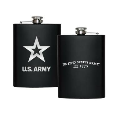 Imagem de Cantil US Army 227 g | Garrafa de aço inoxidável para bebidas – Preto fosco, ótima ideia de presente para veteranos