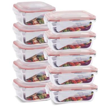 Imagem de Kit 10 Potes Herméticos Marmita Vidro Marmita 640ml e 800ml - U4home, 