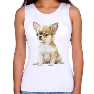 Imagem de Regata Feminina Cachorro Chihuahua - Foca na Moda, Branco, P