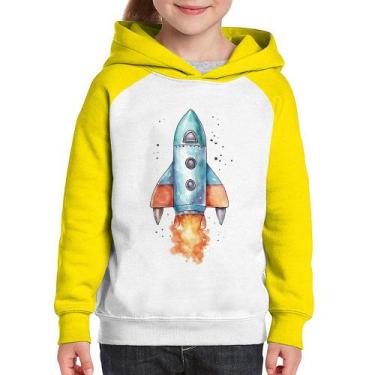 Imagem de Moletom Infantil Foguete - Foca na Moda, Branco, Amarelo, 4
