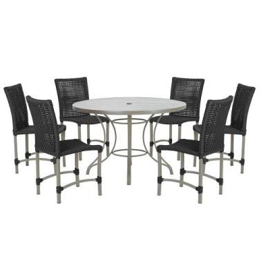 Imagem de Mesa Ascoli 120 Cm Com 6 Cadeiras Cannes de Alumínio, Pintura Fendi e 