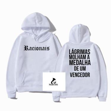 Imagem de Moletom Canguru Capuz e Bolso Racionais Mc's Medalha de um Vencedor Bl