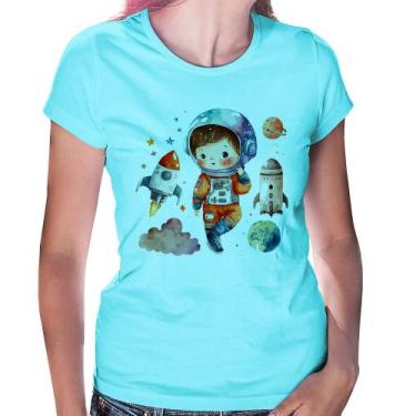 Imagem de Baby Look Astronauta Criança e Foguetes - Foca na Moda, Azul claro, G