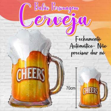 Imagem de Balão Metalizado Cerveja 70cm Caneca de Chopp Cheers Boteco. - Open