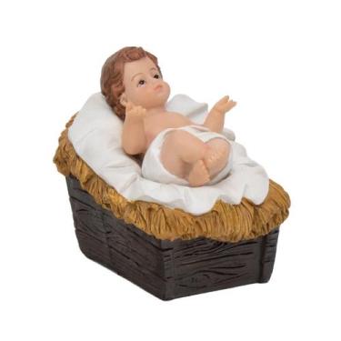 Imagem de Menino Jesus Na Manjedoura - Branco/Nude - 10cm - 1 unidade - Cromus -