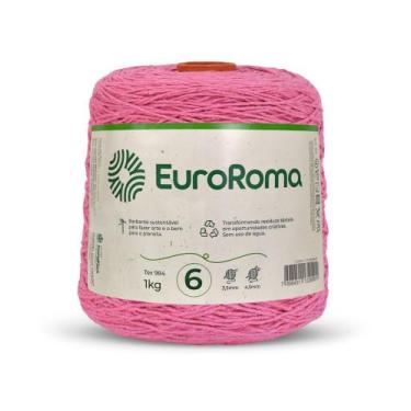 Imagem de  Barbante Colorido Euroroma 1kg Nº6 Crochê e Tricô,  Rosa - 500