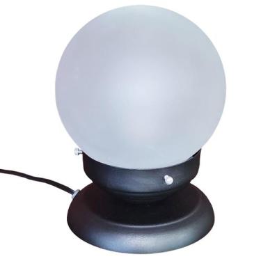 Imagem de Abajur Bola de Cristal Preto C/Esfera 10x15 Vidro Fosco - Jota Ilumina