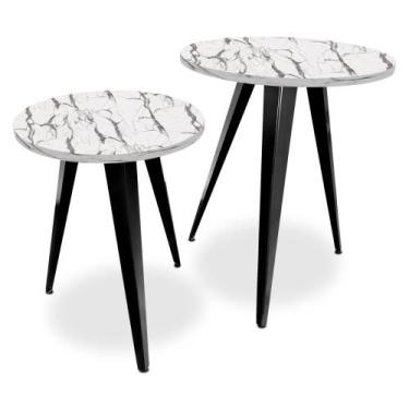 Imagem de Conjunto Jogo Mesa De Canto Decorativa Lateral Ornes Para Sala Quarto 