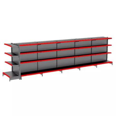 Imagem de Gondola Centro 137 Fit Ate 5 Metros 1 Ponta Preto 44b Pe Vermelho - AM