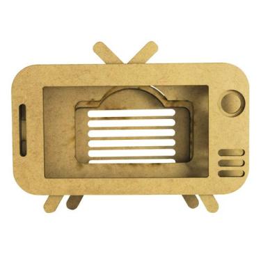 Imagem de Kit 5 Porta Celular e Amplificador Formato Televisão Laser Mdf Madeira