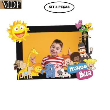 Imagem de Porta Retrato Infantil 3d Mundinho Bito Fotos 10x15 Kit 4 Un. Aniversá