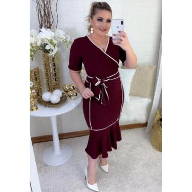 Imagem de Vestido Midi Viés Transpassado Moda Evangélica Feminina - Miss Flower,