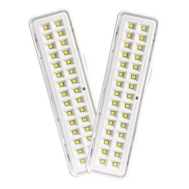 Imagem de Kit 2 Luminárias Luz De Emergência 30 Leds 2w Bivolt Elgin Cor Branco 